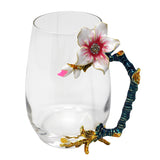 Novelty Glass Cups with Flower Enamel Handles