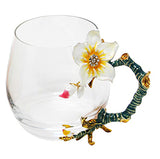 Novelty Glass Cups with Flower Enamel Handles