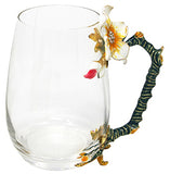 Novelty Glass Cups with Flower Enamel Handles